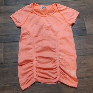 Athleta M orange workout athletic shirt cinch